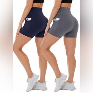 Women's Active Bike Shorts - 2 for 1 - Navy and Gray